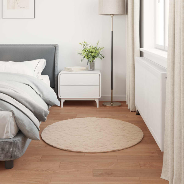Rutschfester Kunstfell Teppich Taupe Ø 80cm