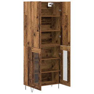 Highboard 2er Set Altholz und Glas