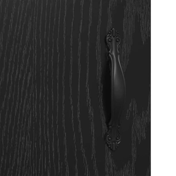 Highboard Schwarz Eichenoptik mit Glas, 2er-Set