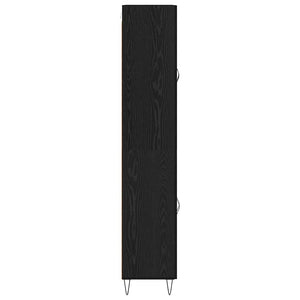 Highboard Schwarz Eichenoptik mit Glas, 2er-Set