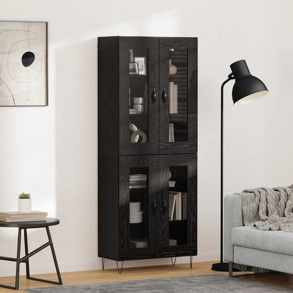 Highboard Schwarz Eichenoptik 180 cm