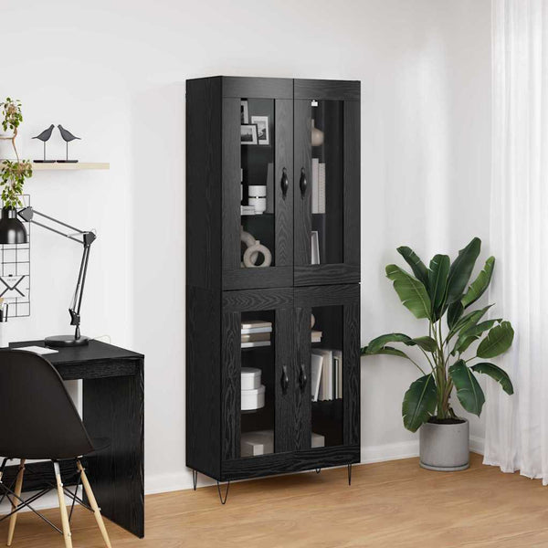 Highboard Schwarz Eichenoptik 180 cm