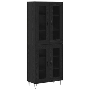 Highboard Schwarz Eichenoptik 180 cm