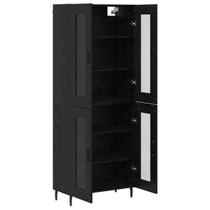 Highboard Schwarz Eichenoptik 2er-Set