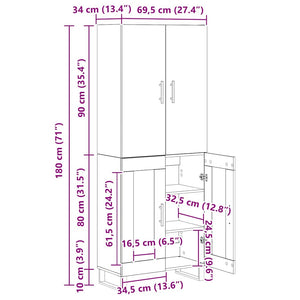 Highboard 2er Set Artisan Eiche 180cm