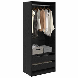 Kleiderschrank Schwarz Eichenoptik 80x50x200 cm