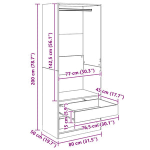 Kleiderschrank Schwarz Eichenoptik 80x50x200 cm