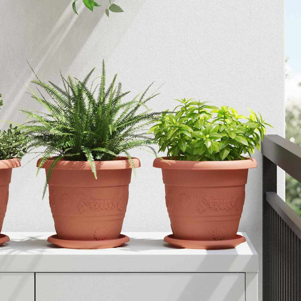 Runder Blumentopf 6er Set Ziegelrot