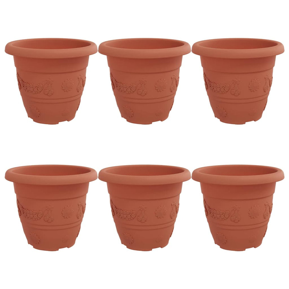 Runder Blumentopf 6er Set Ziegelrot
