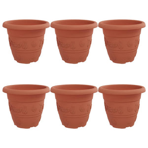 Runder Blumentopf 6er Set Ziegelrot
