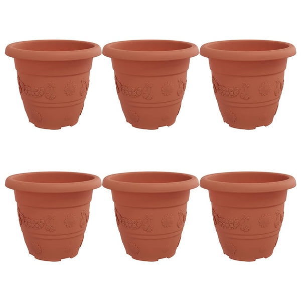 Runder Blumentopf 6er Set Ziegelrot