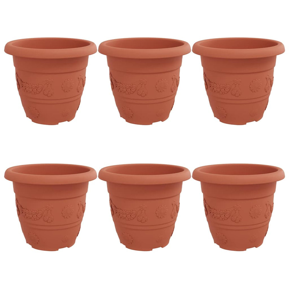 Ziegelrote Kunststoff Blumentöpfe, 30 cm, 6er-Set