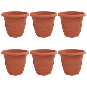 Ziegelrote Kunststoff Blumentöpfe, 30 cm, 6er-Set