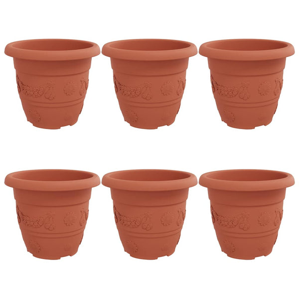 Ziegelrote Kunststoff Blumentöpfe, 30 cm, 6er-Set