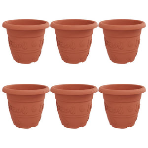 Ziegelroter Kunststoff Blumentopf, 6er Set