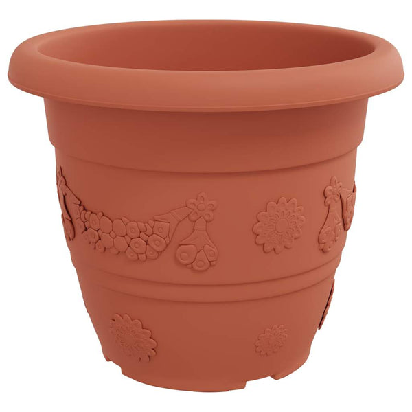 Ziegelroter Kunststoff Blumentopf, 6er Set