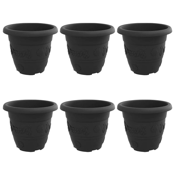 Runde Blumentöpfe Schwarz 6 Stk. Ø22cm