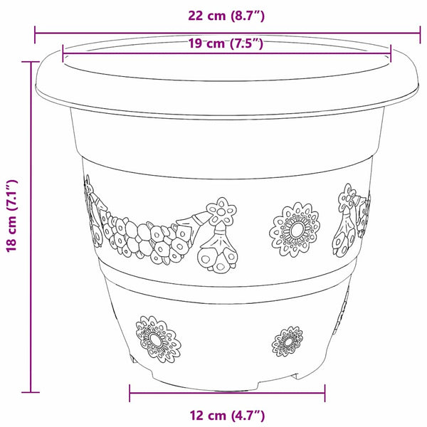 Runde Blumentöpfe Schwarz 6 Stk. Ø22cm