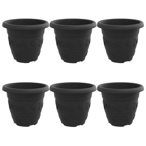 Runder Blumentopf 6er Set Schwarz