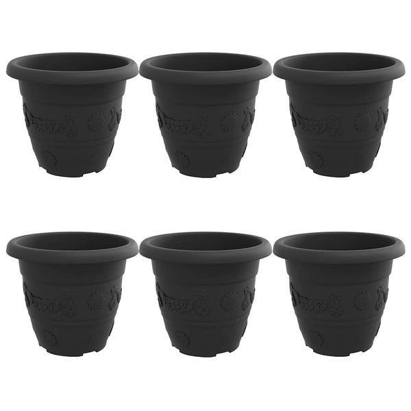 Runder Blumentopf 6er Set Schwarz
