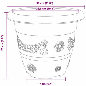 Runde Blumentöpfe Schwarz 30 cm - 6er Set