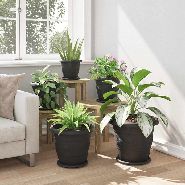 Runder Blumentopf Schwarz 6er-Set Ø34cm