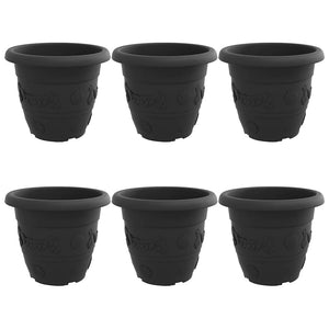Runder Blumentopf Schwarz 6er-Set Ø34cm