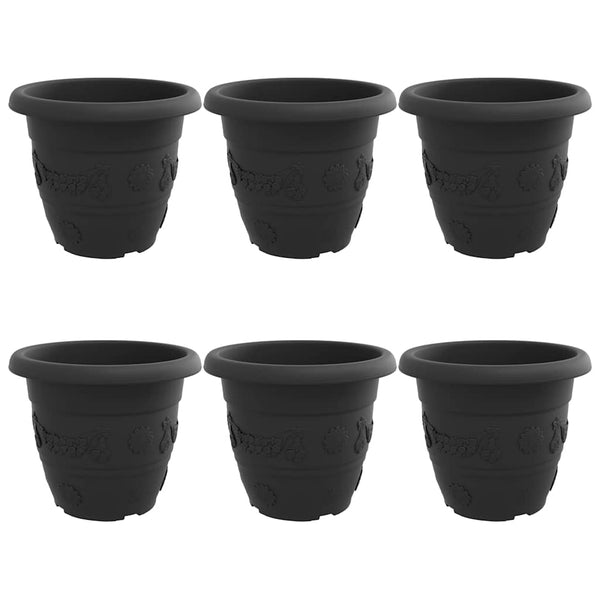 Runder Blumentopf Schwarz 6er-Set Ø34cm
