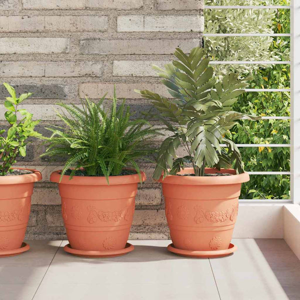 Runder Blumentopf, Ziegelrot, 26 cm, 24er-Set
