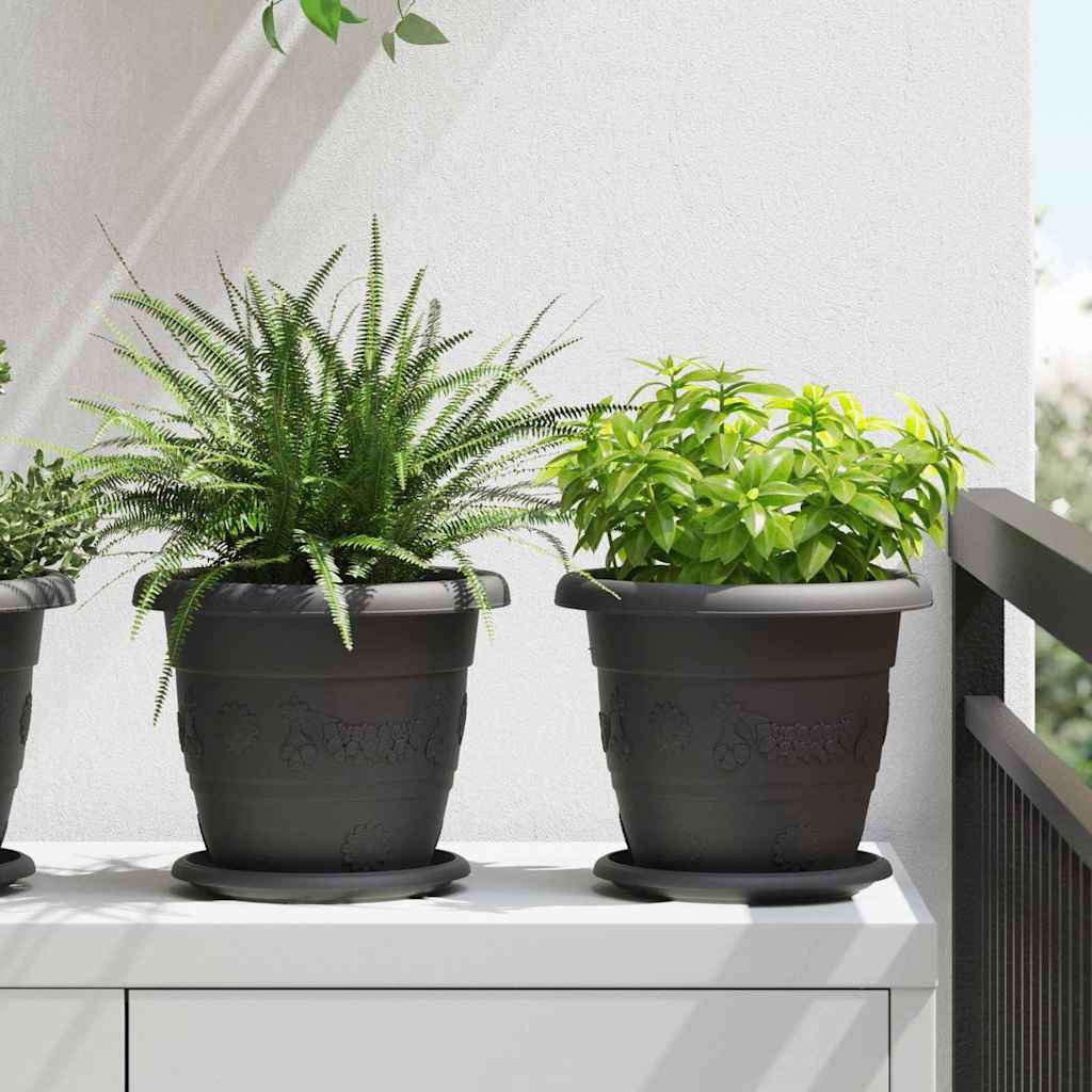 Runder Blumentopf Schwarz 24er Set Ø22cm