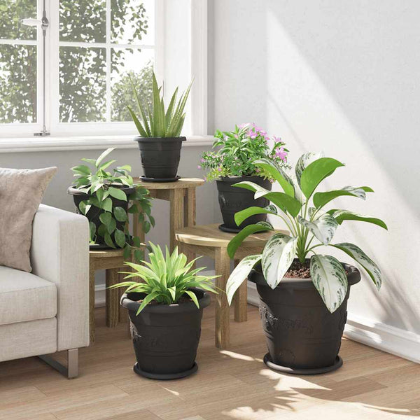 Runder Blumentopf Schwarz 24er Set Ø 30cm
