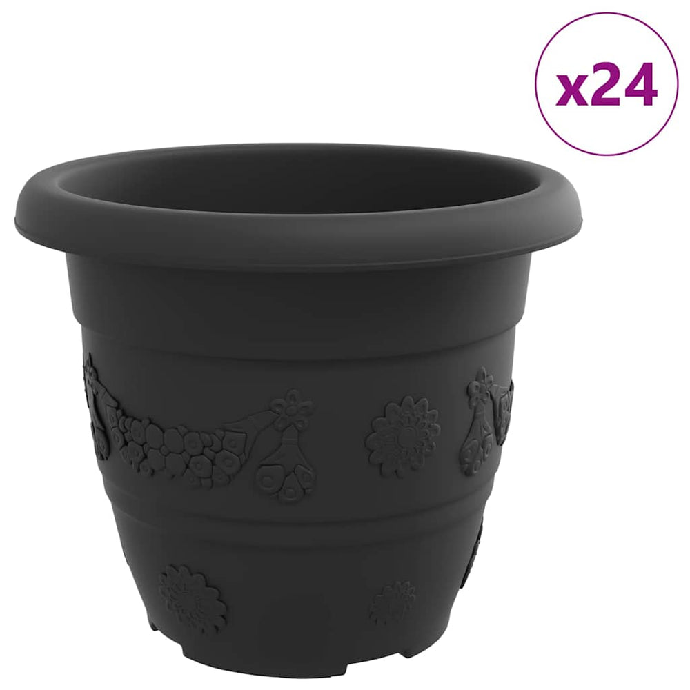 Runder Blumentopf Schwarz 24er Set Ø 30cm