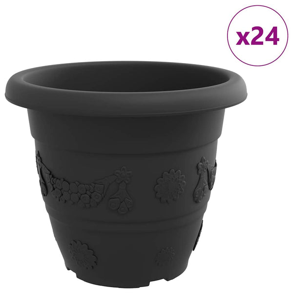 Runder Blumentopf Schwarz 24er Set Ø39cm