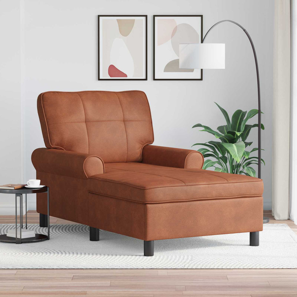 vidaXL Chaise longue de jardin avec coussin marron 91 x 157 x 91 cm en similicuir
