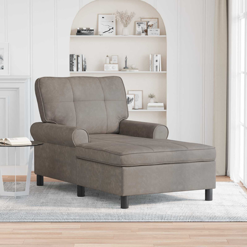 vidaXL Chaise longue avec coussin Gris 91 x 157 x 91 cm Similicuir