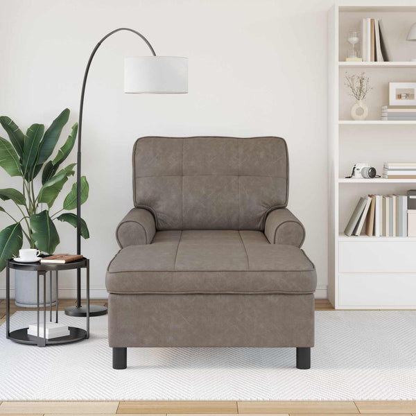 Graue Kunstleder Lounge Liege mit Kissen