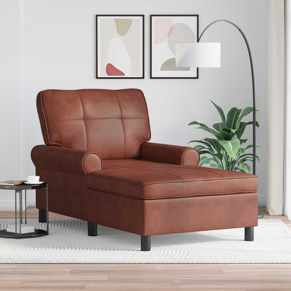 vidaXL Chaise longue Marron brillant 91 x 157 x 91 cm Similicuir