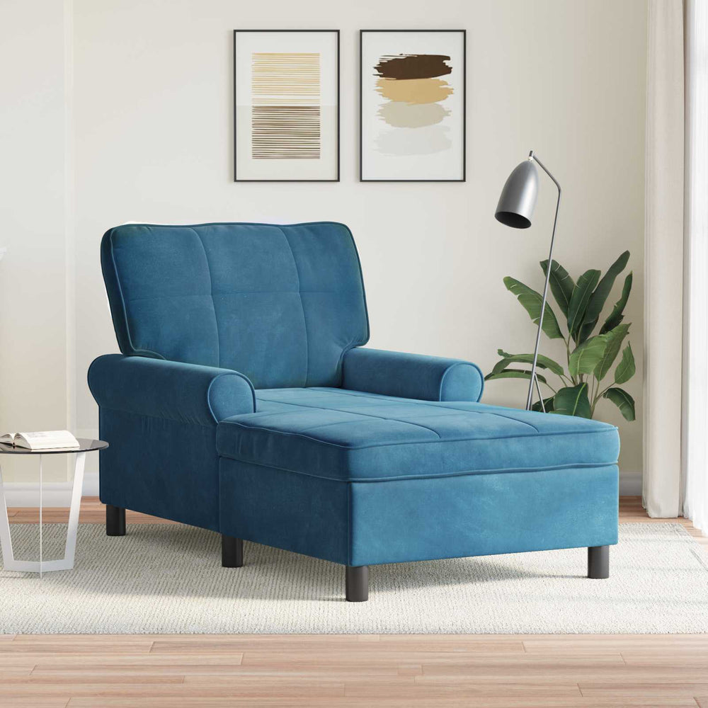 vidaXL Chaise longue avec oreiller bleu 91 x 157 x 91 cm velours