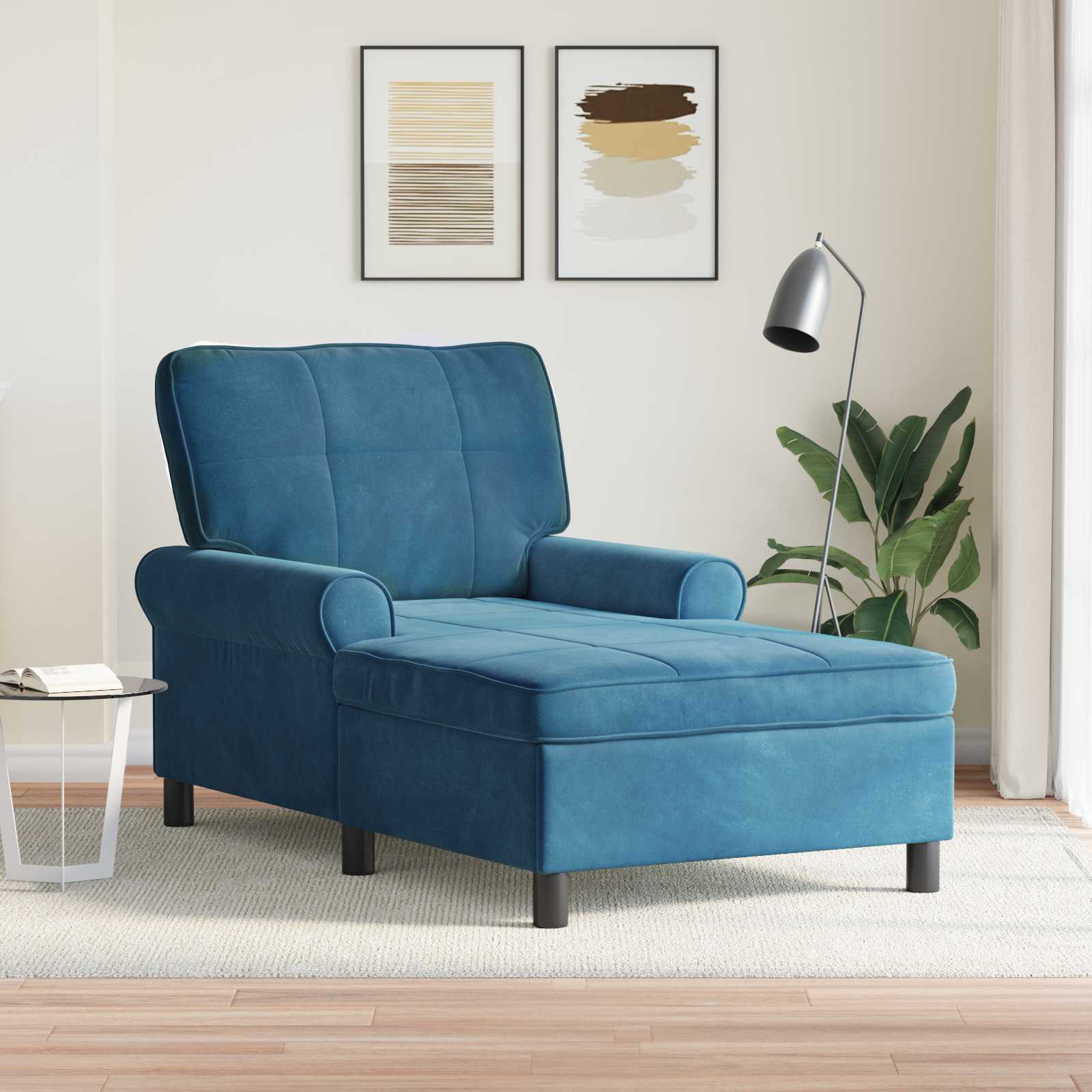 Blaue Samt Lounge Liege mit Kissen