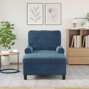 Blaue Samt Lounge Liege mit Kissen
