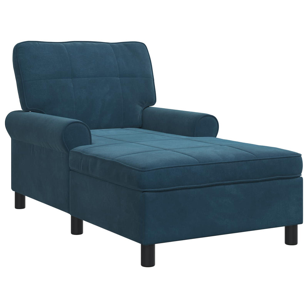 vidaXL Chaise longue avec oreiller bleu 91 x 157 x 91 cm velours