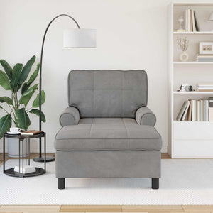 Hellgraue Samt Lounge Liege mit Kissen
