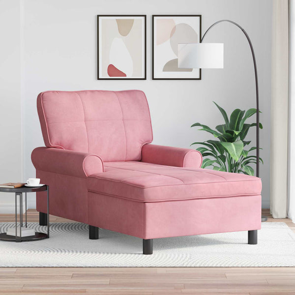 Rosa Samt Lounge Liege mit Kissen