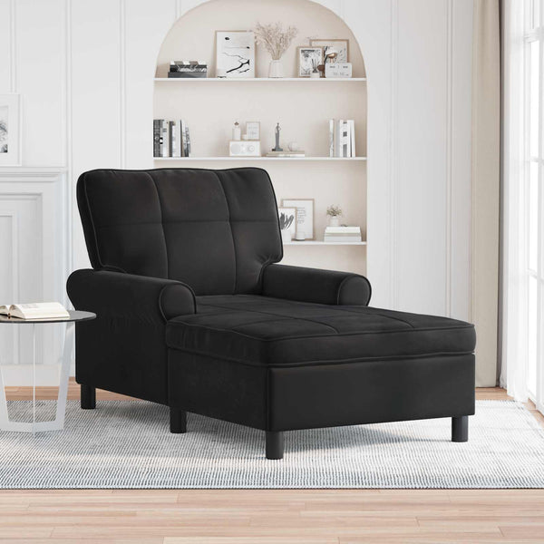 Schwarze Samt Lounge Liege mit Kissen