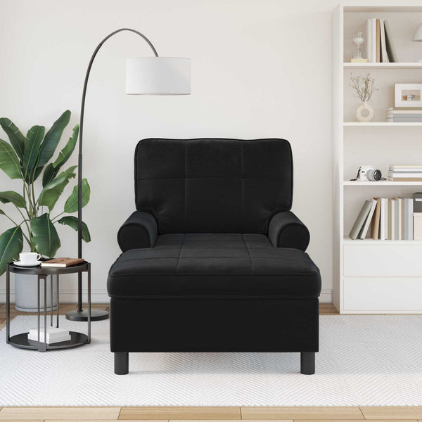 Schwarze Samt Lounge Liege mit Kissen