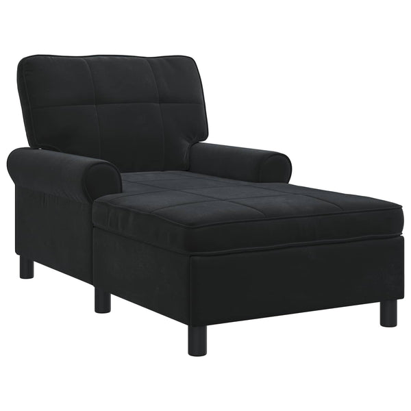 Schwarze Samt Lounge Liege mit Kissen