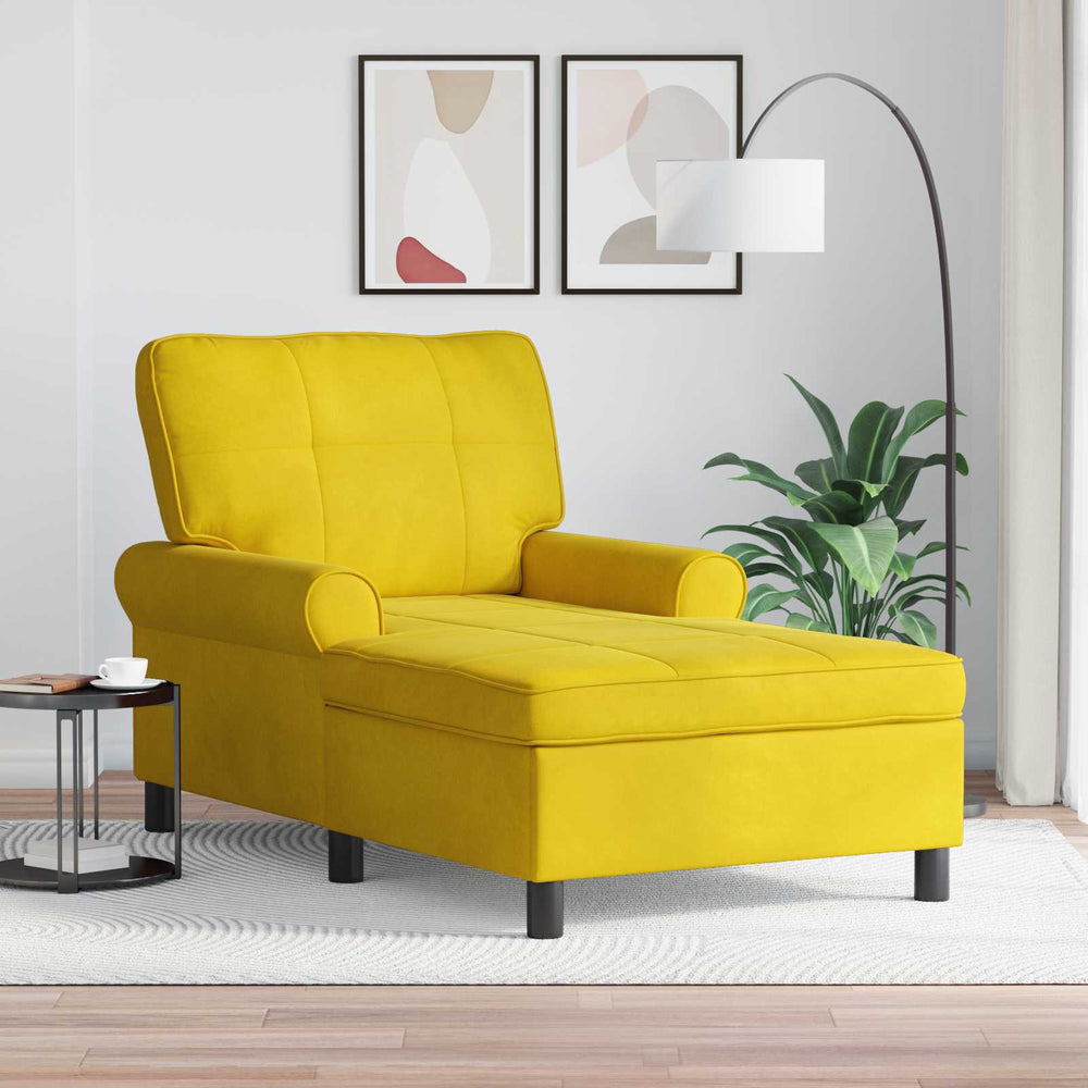 vidaXL Chaise longue avec coussin jaune 91 x 157 x 91 cm velours
