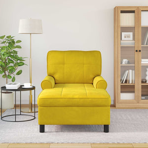 vidaXL Chaise longue avec coussin jaune 91 x 157 x 91 cm velours
