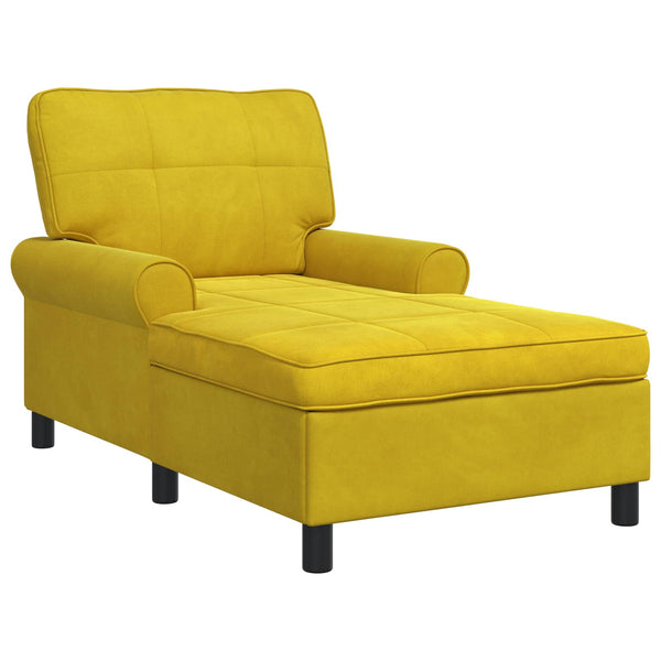 vidaXL Chaise longue avec coussin jaune 91 x 157 x 91 cm velours