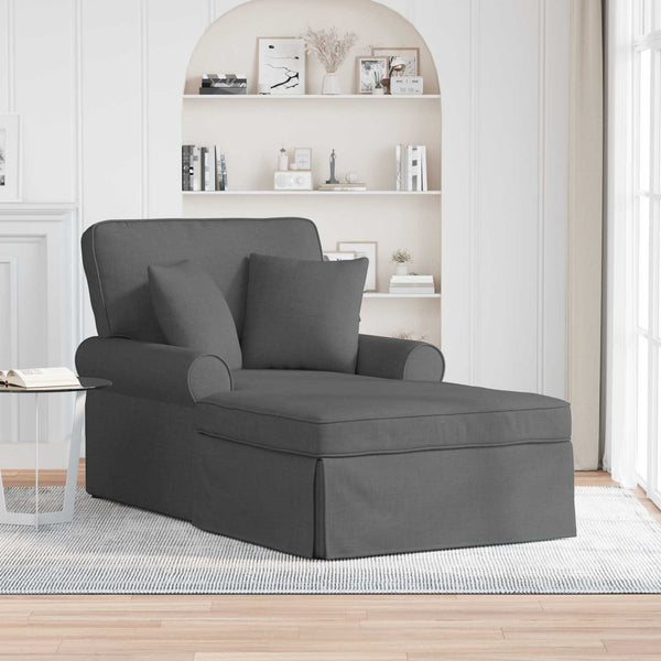 Dunkelgraue Stoff Chaiselongue mit Kissen
